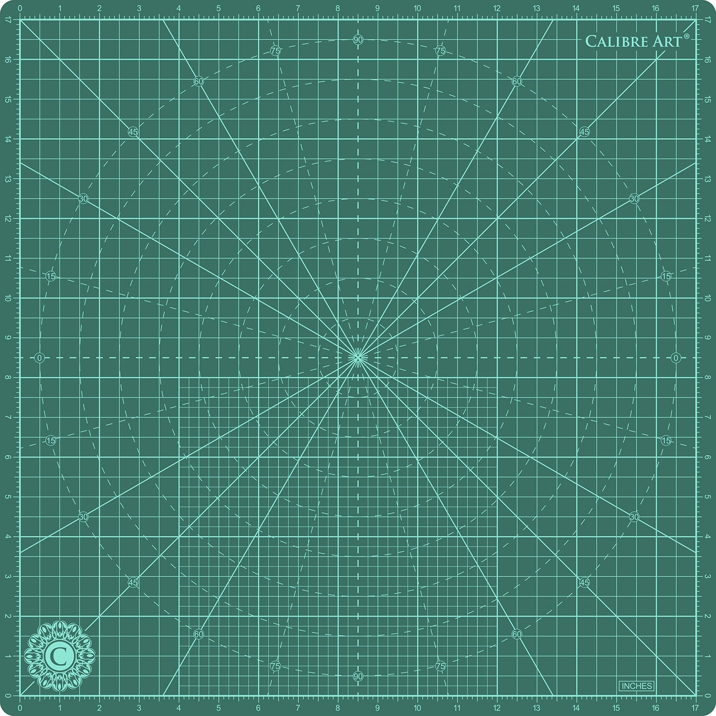Calibre Art Self Healing Rotating Cutting Mat 18x18 (17" Grid), Perfect for Quilting & Art Projects