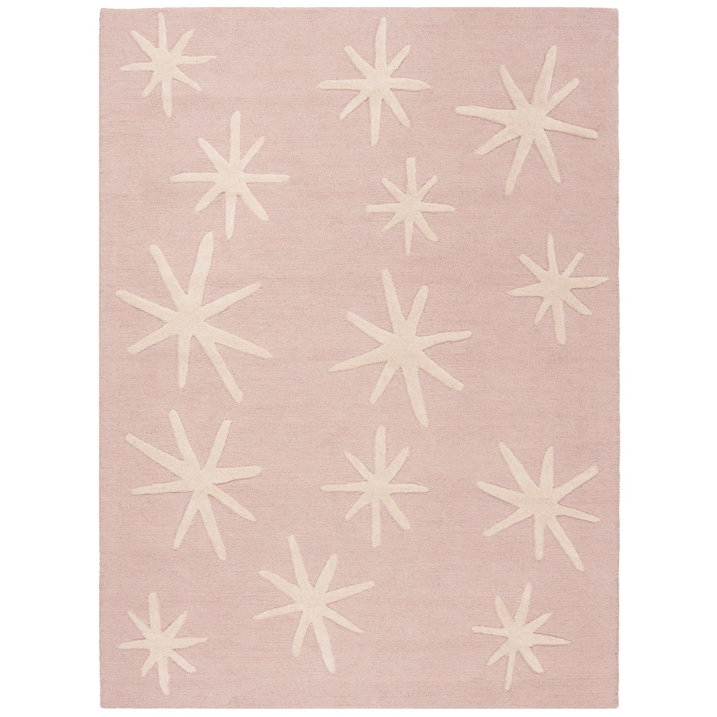 SAFAVIEH Area Rug 8x10 - Kids Collection - Large - Pink & Ivory, Handmade Wool, Starburst Design, Ideal for Bedroom, Playroom, Nursery, Boys & Girls Room (SFK908P)