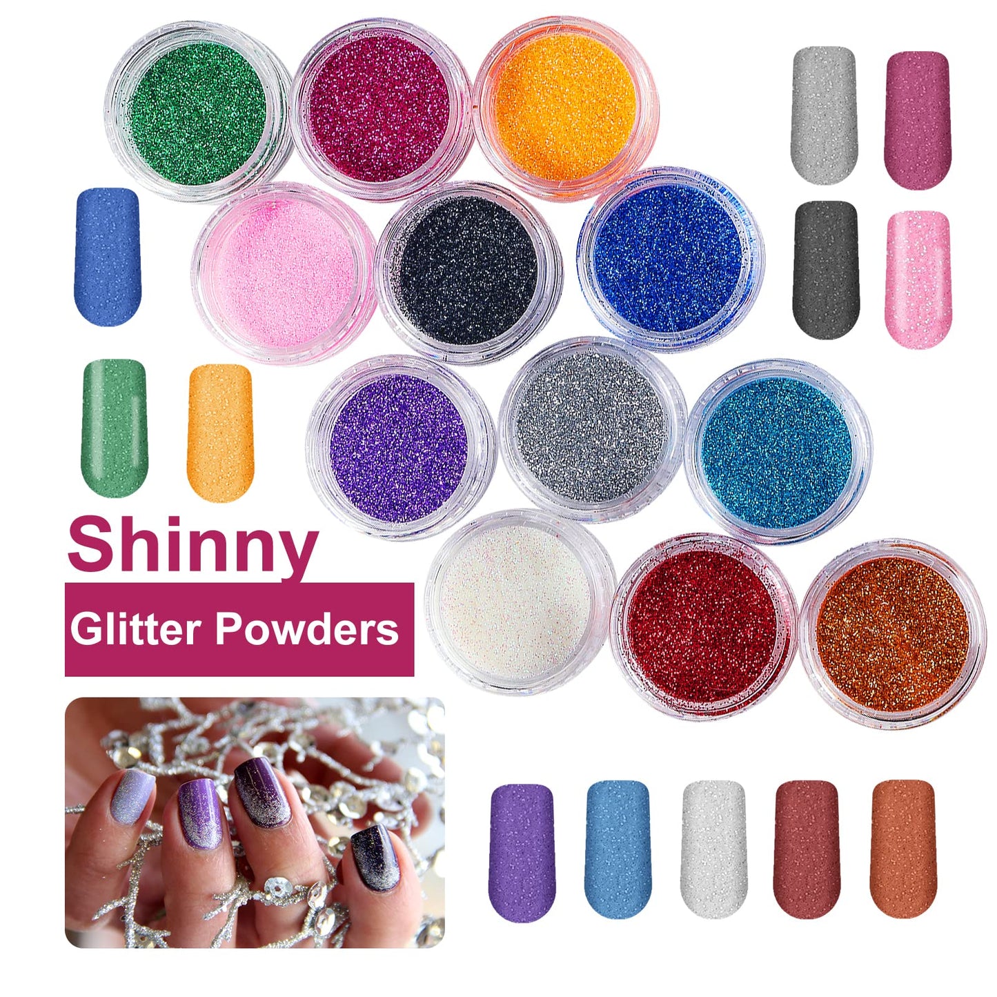 Nail Kit Set Professional Acrylic with Everything, 12 Glitter Acrylic Powder Kit Nails Art Tips Decoration, DIY Gifts for Women Nail Art Tool and Supplies for Beginners