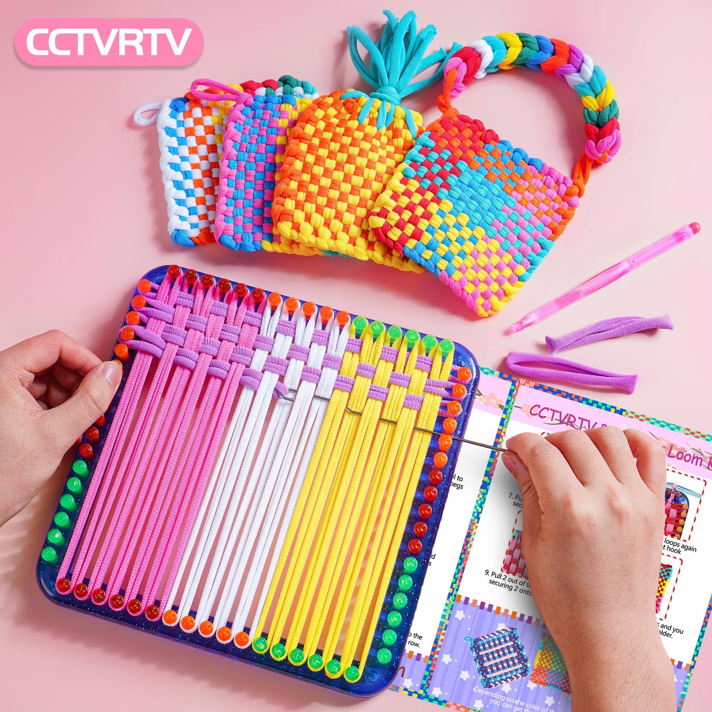 CCTVRTV Weaving Loom Kit Toys for Kids and Adults, Potholder Loops DIY Arts and Crafts for Boys and Girls Ages 5 6 7 8-12 13, Easy Potholder Loom Knitting Kits Gifts for Beginners, 252 Craft Loops