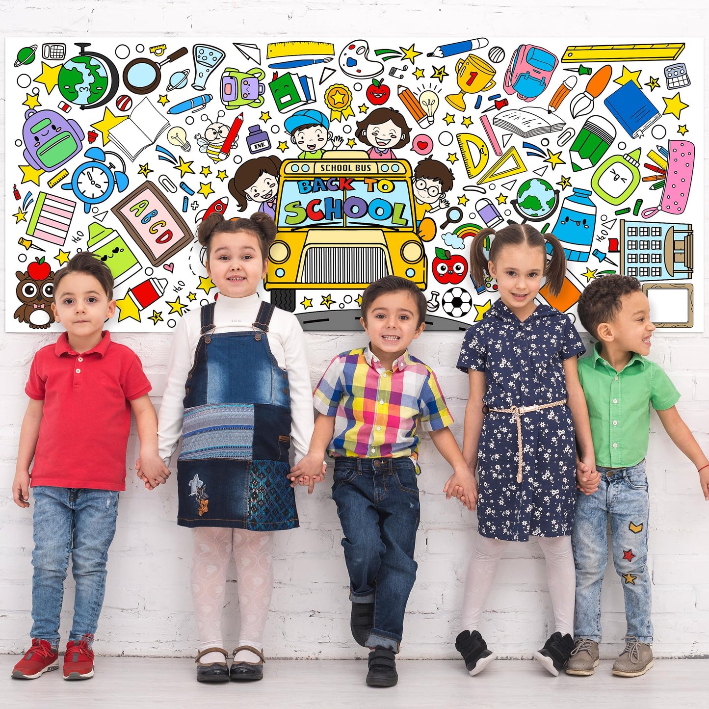 X1zuue Back to School Giant Coloring Poster for Kids -Jumbo First Day of School Blank Paper Banner Large Coloring Table Cover for Classroom Home Party DIY Art Craft Activity Supplies 55 x 23.6 Inch