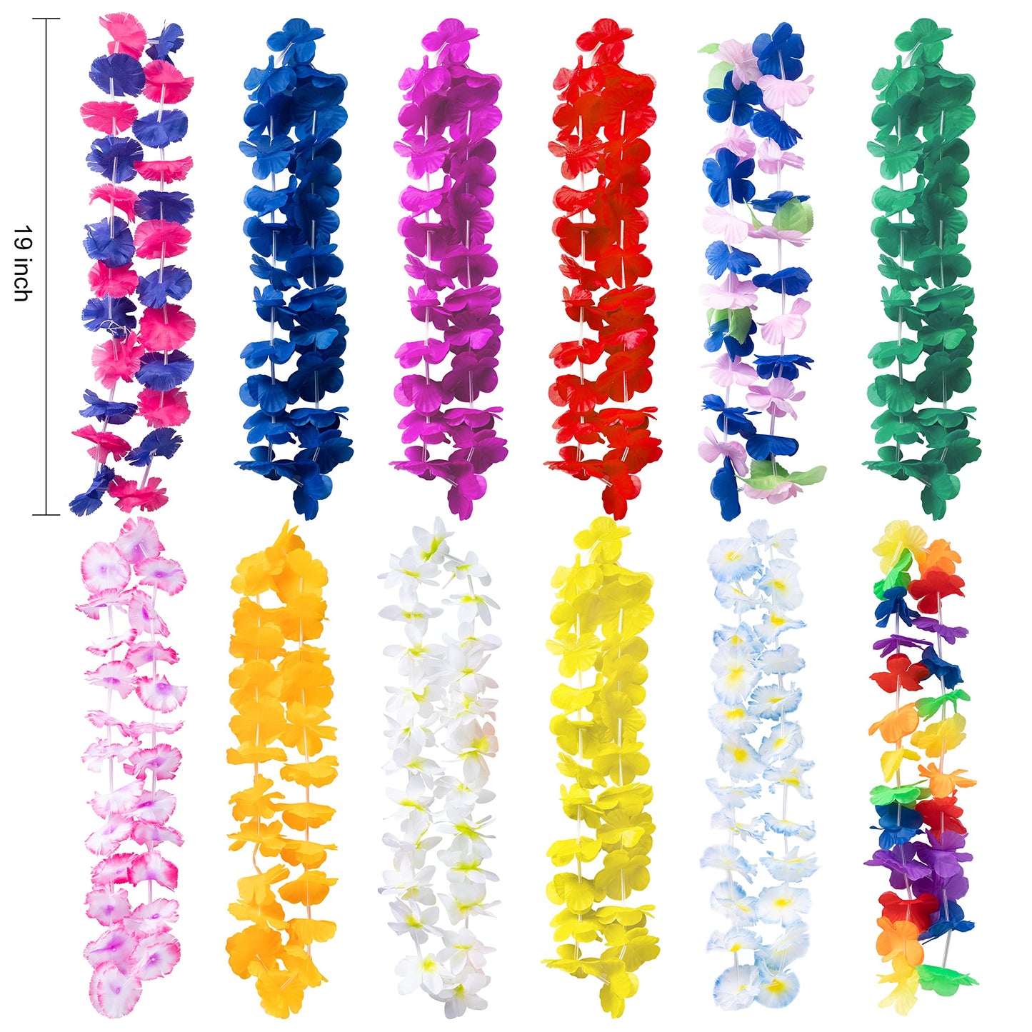 JOYIN 12 Pieces Luau Party Glasses and 12 Pieces Hawaiian Leis, Flowers Leis Garlands Novelty Sunglasses, Tropical Birthday Summer Beach Party Decoration Supplies