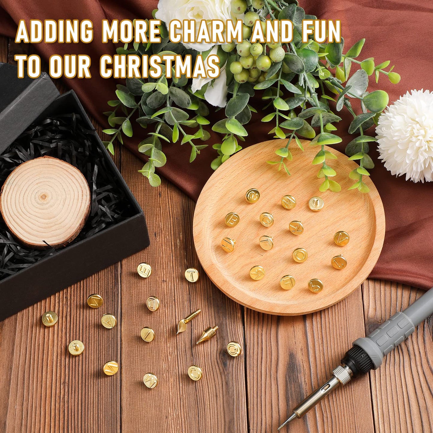 Mixweer 56 Pcs Wood Burning Letters and Numbers Wood Burning Tools with Letter Stamps and Number Tips Symbols for Wooden Burner Craft DIY Embossing Carving