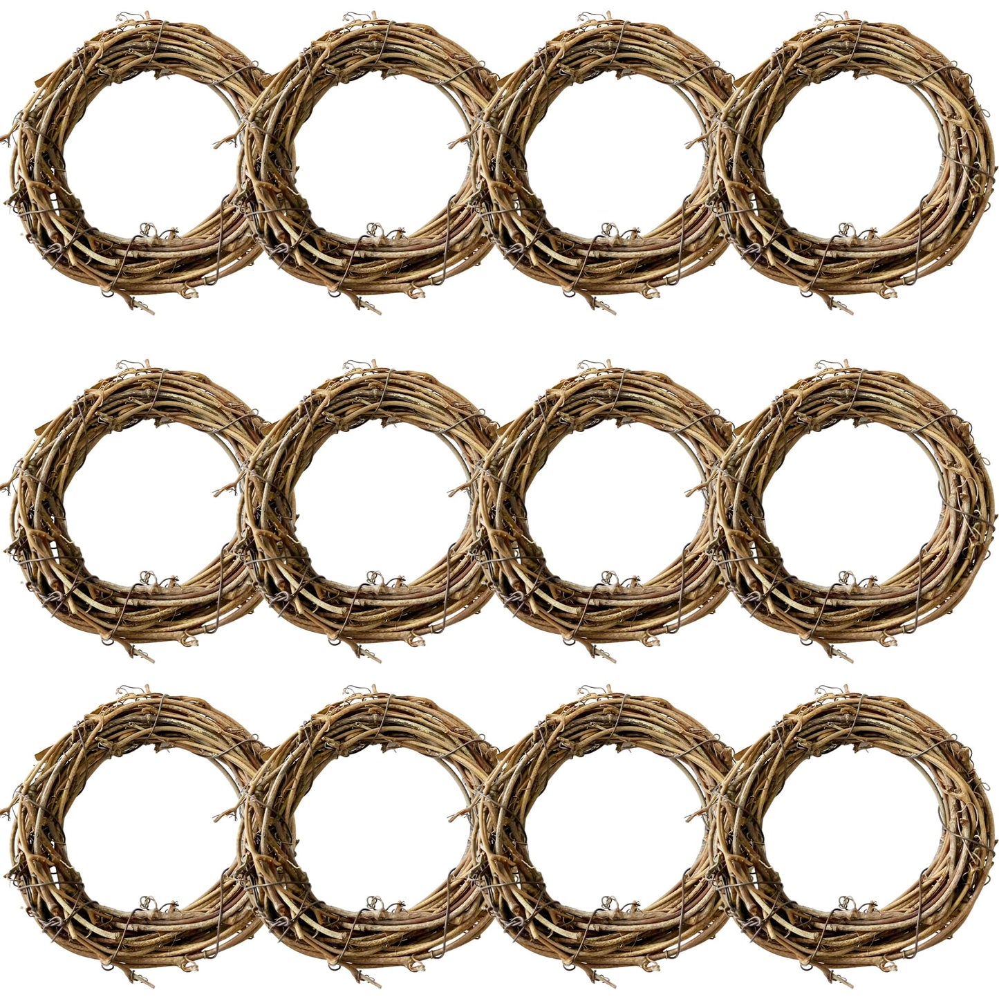 ZCLGOOD 12Pcs 4Inch Natural Grapevine Wreaths, Vine Branch Wreath Rattan Circle for DIY Christmas Holiday Craft Wedding Home Decoration Wall Hanging Supplies