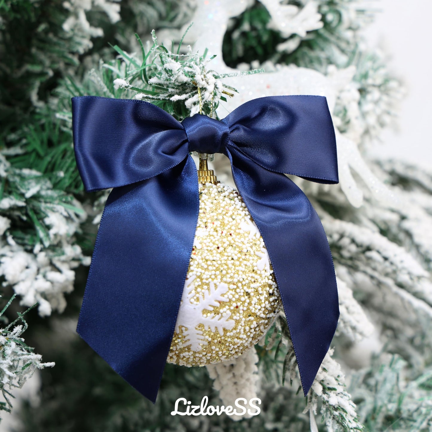 LIZLOVESS Navy Blue Satin Ribbon Twist Tie Bows 5 Inch Pre-Tied Blue Gift Bows for Crafts, Treat Bags, Party Favors, Wedding, Baby Shower, Candy Apple, Christmas Tree (36 Pack)