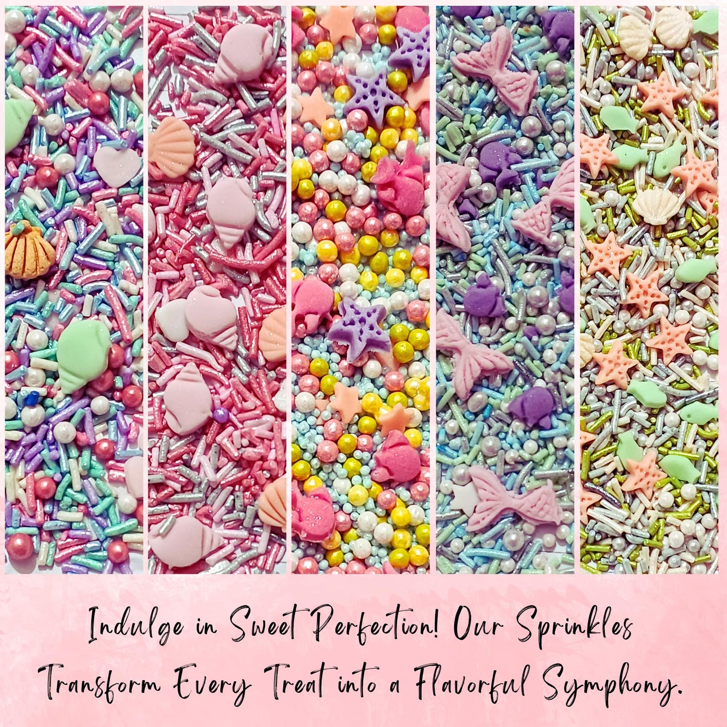 Confect Ocean-Themed Sprinkles Set – 5 Assorted Pastel Edible Sea Shell, Mermaid, starfishes & fish Sprinkle Mixes for Cake, Cupcake & Cookie Decorating –Ocean-Themed Baking Decorations- Vegan, Gluten-Free, Nut-Free, Soy-Free, Dairy-Free, Palm Oil-Free- 5
