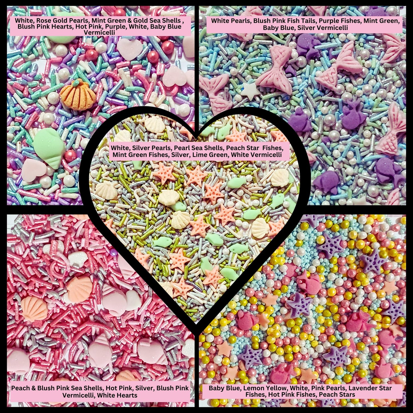Confect Ocean-Themed Sprinkles Set – 5 Assorted Pastel Edible Sea Shell, Mermaid, starfishes & fish Sprinkle Mixes for Cake, Cupcake & Cookie Decorating –Ocean-Themed Baking Decorations- Vegan, Gluten-Free, Nut-Free, Soy-Free, Dairy-Free, Palm Oil-Free- 5