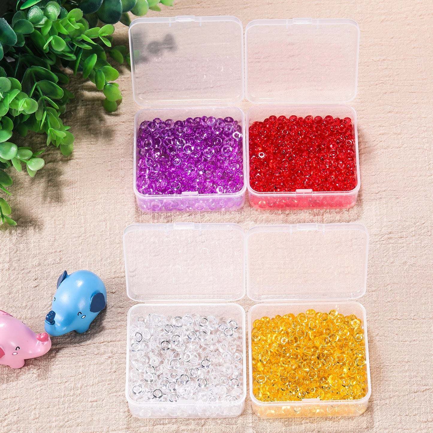 SATINIOR 12 Pack Beads Organizer Box Clear Plastic Beads Storage Containers Box with Hinged Lid for Bracelet Making DIY Jewelry Craft Nail (3.70 x 3.70 x 1.18 Inch)