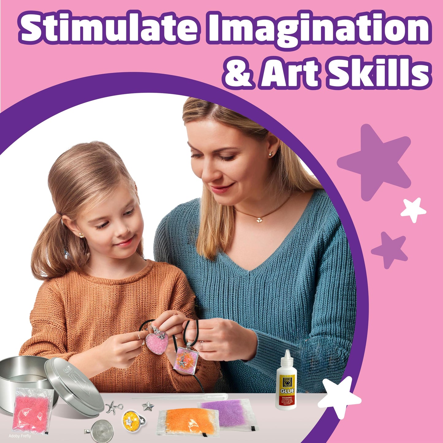 Small World Toys Magic Crystal Jewelry, DIY Jewelry Making Kit, Charm Bracelet & Necklace Maker, Crafts & Toys for Girls, Ideal Birthday Gift for Kids 7+