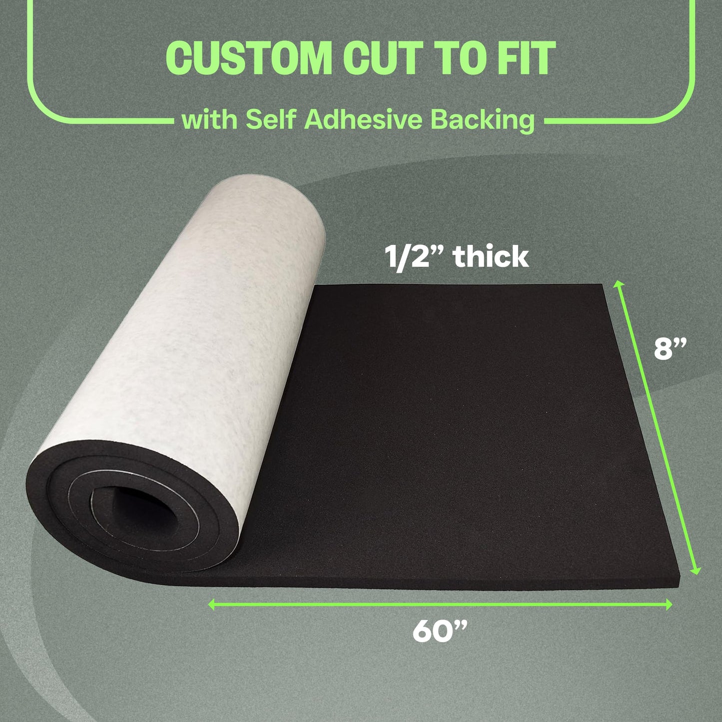 XCEL Marine Foam Roll with Self Adhesive - Black, 60" x 8" x 1/2" Closed Cell Foam Rubber Water Resistant Padding Sheet - Home, Marine, Garage, Automotive, Crafts & Cosplay (Black, 60" x 8" x 1/2")