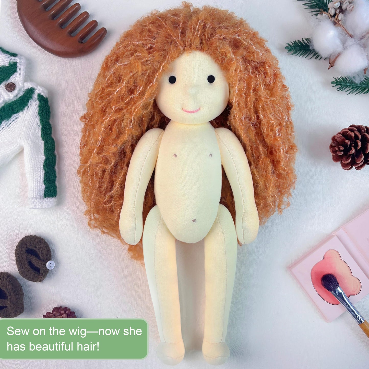 BlissfulPixie Handmade Doll Kit,Comes with 50g of Filling,A Must-Have for Handcraft Lovers,Can Freely Match and Make Your Favorite Doll,Cultivate Hands-on Skills.