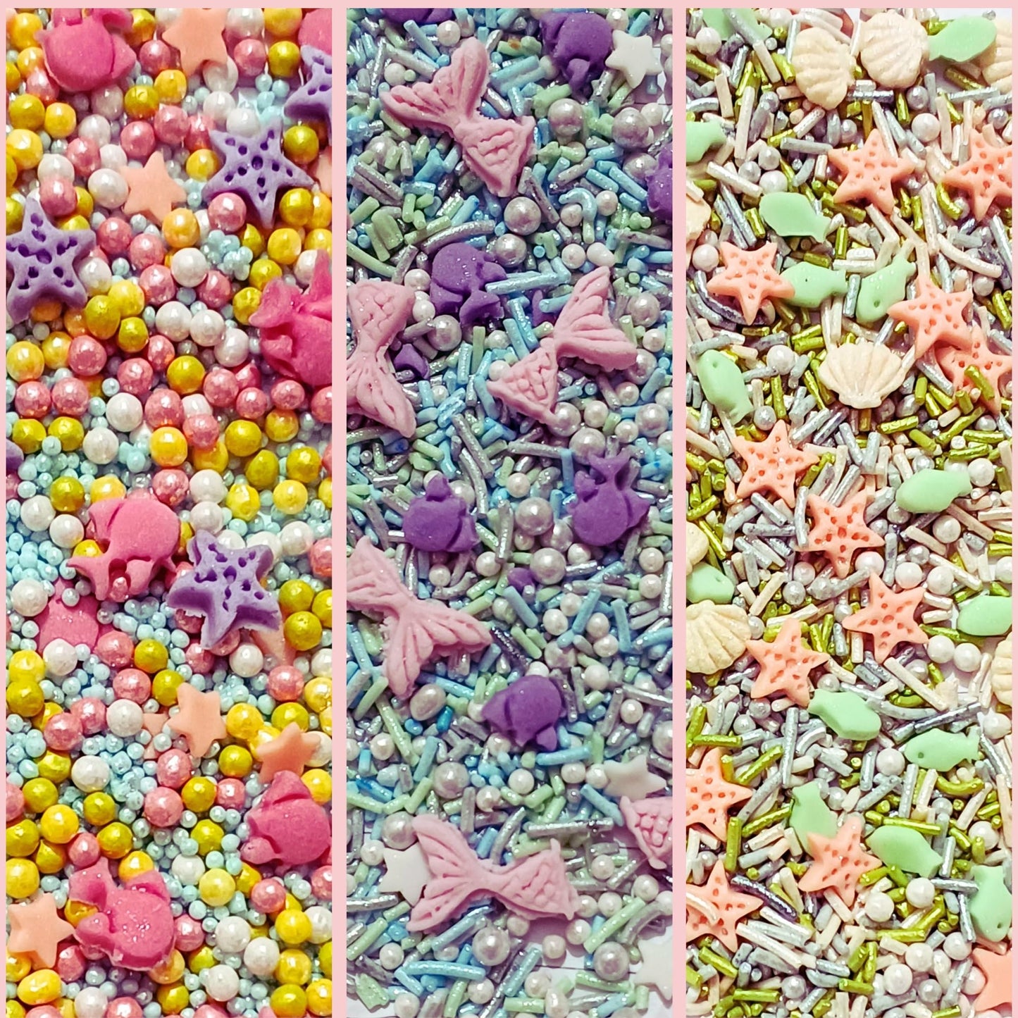 Confect Ocean-Themed Sprinkles Set – 5 Assorted Pastel Edible Sea Shell, Mermaid, starfishes & fish Sprinkle Mixes for Cake, Cupcake & Cookie Decorating –Ocean-Themed Baking Decorations- Vegan, Gluten-Free, Nut-Free, Soy-Free, Dairy-Free, Palm Oil-Free- 5