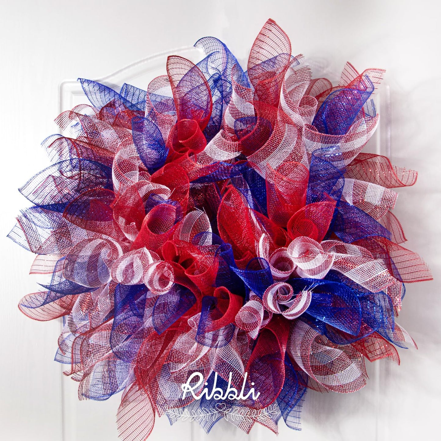 Ribbli Royal Blue Metallic Mesh Ribbon, 10 inch x 30 feet(10Yard), Royal Blue with Royal Foil, Use for 4th of July Wreath Swags and Christmas Tree Decoration