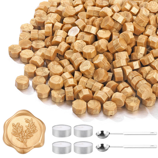 Yoption 360Pcs Light Gold Sealing Wax Beads, Vintage Wax Seal Beads for Embellishment of Wedding Invitation, Envelope, Gift Wrapping, Wine Package