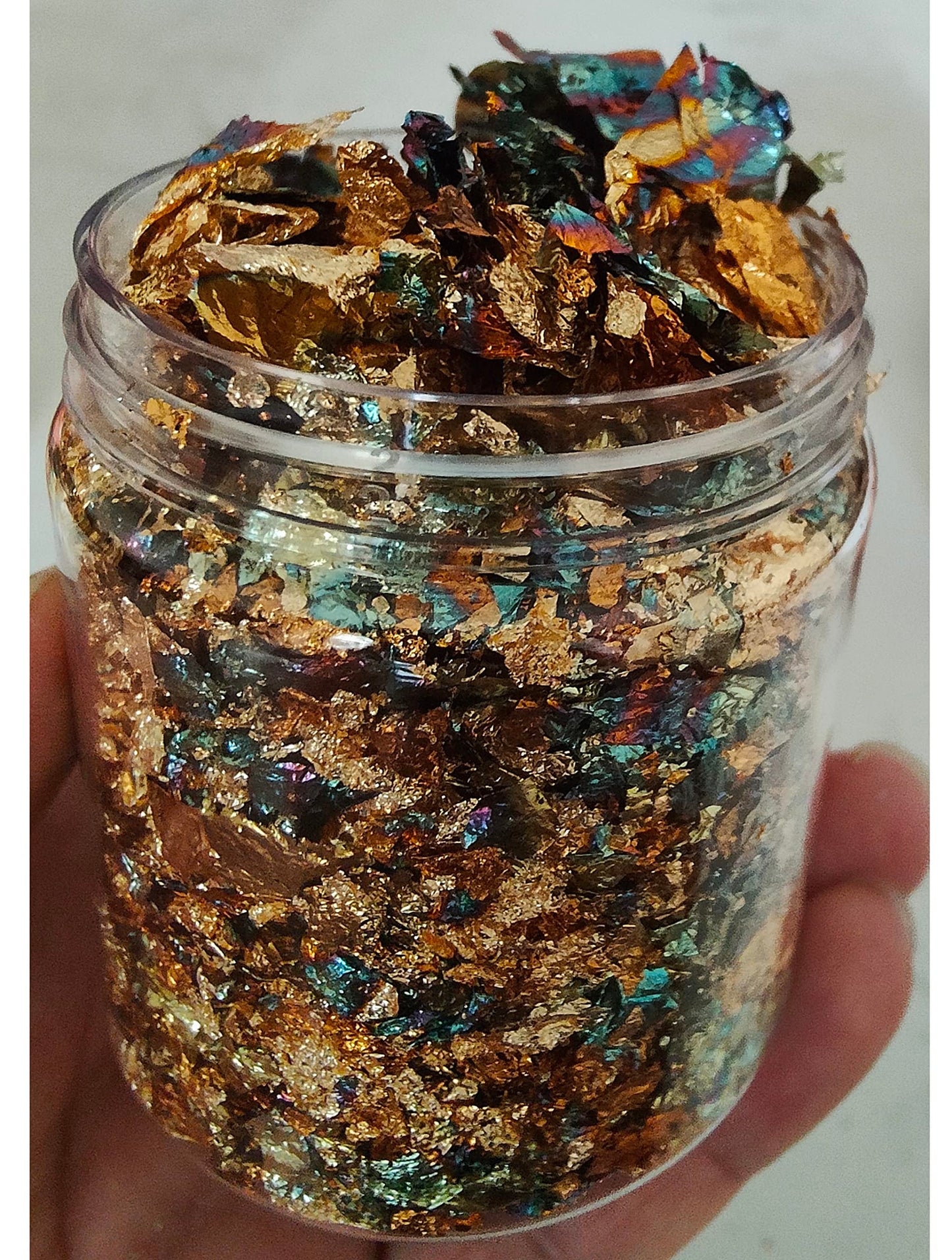 JINRUISI Gilding Flakes Variegated Gold Foils Leaf Flakes Gilding Craft Paper Decoration Art Supplies (Gold Green)