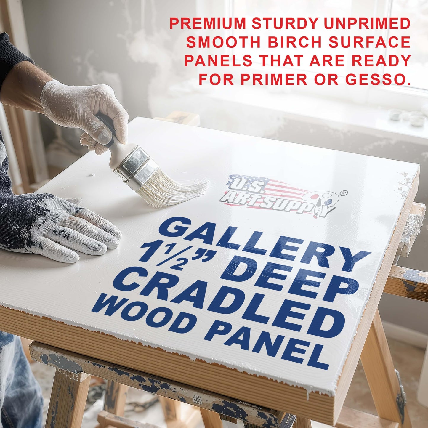 U.S. Art Supply 48" x 48" Unfinished Cradled Wood Panels for Painting, Gallery 1-1/2" Deep (2 Pack) - Artist Depth Wooden Wall Canvases - Mixed-Media Craft, Acrylic, Oil, Encaustic, Paint Pouring