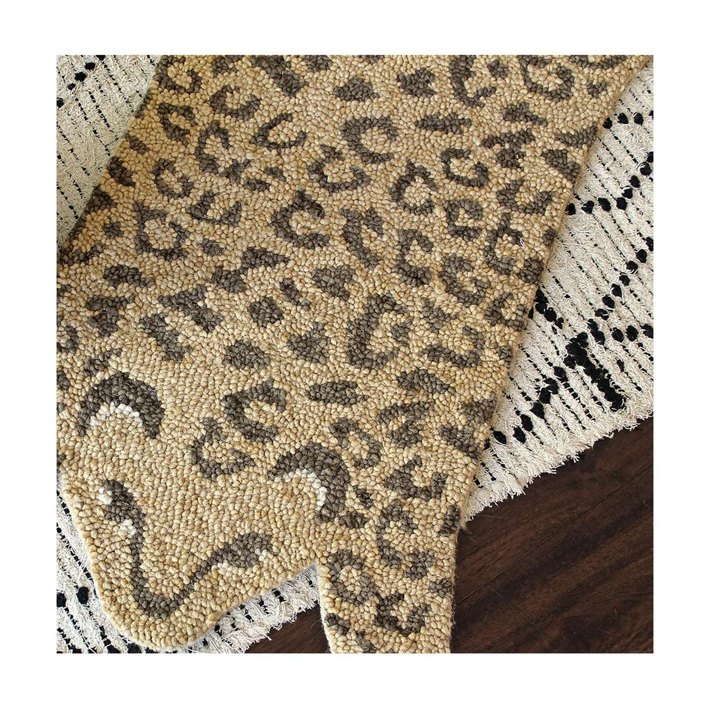 Crane Baby Leopard Shaped Nursery Rug, Handmade 100% Wool Safari Animal Rug for Baby Boy and Girl Nursery, Jungle Nursery Decor, Leopard Print Rug for Toddler Room, Kids Room, 23 x 36 Inches