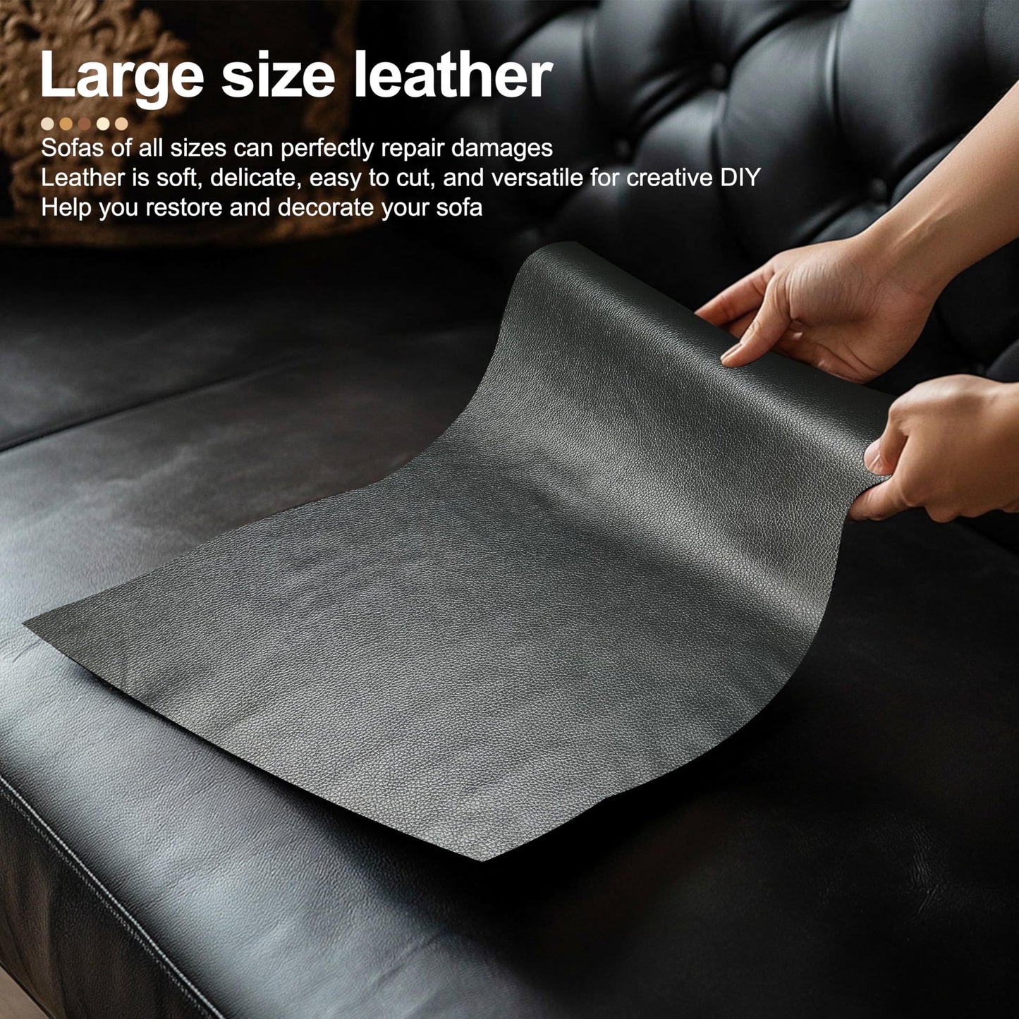 TIANLDD Leather Repair Tape,16 x 80 Inches Self Adhesive Leather Repair Patch，Leather Repair Kit for Furniture，Couches,Car Seats,Cabinets,Handbags(Black-Litchi Grain)