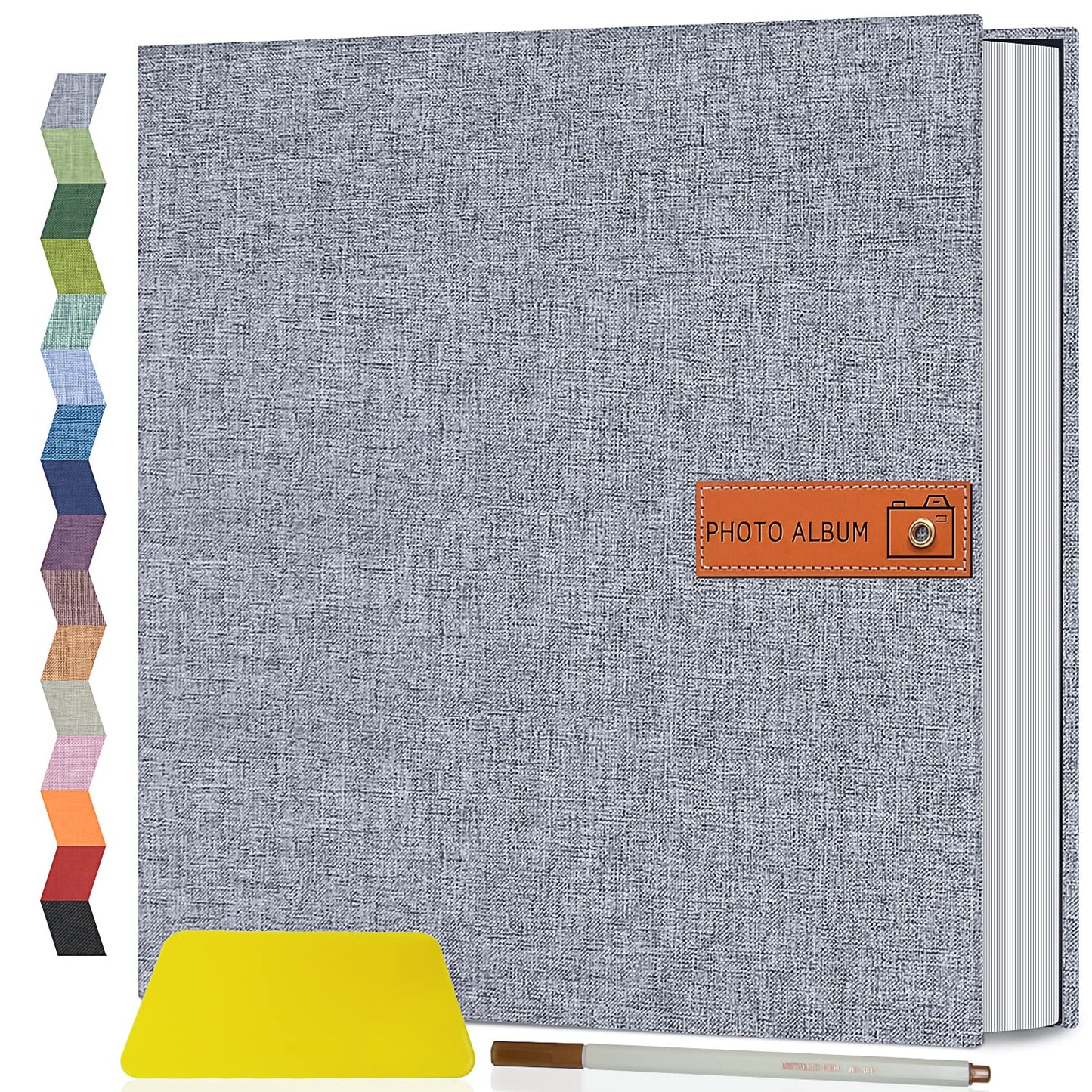 Popotop Large Photo Album Self Adhesive 4x6 5x7 8x10 Scrapbook Album DIY Picture Book,Gifts for Mom,Family Baby and Wedding,with Metal Pen and Plastic Board