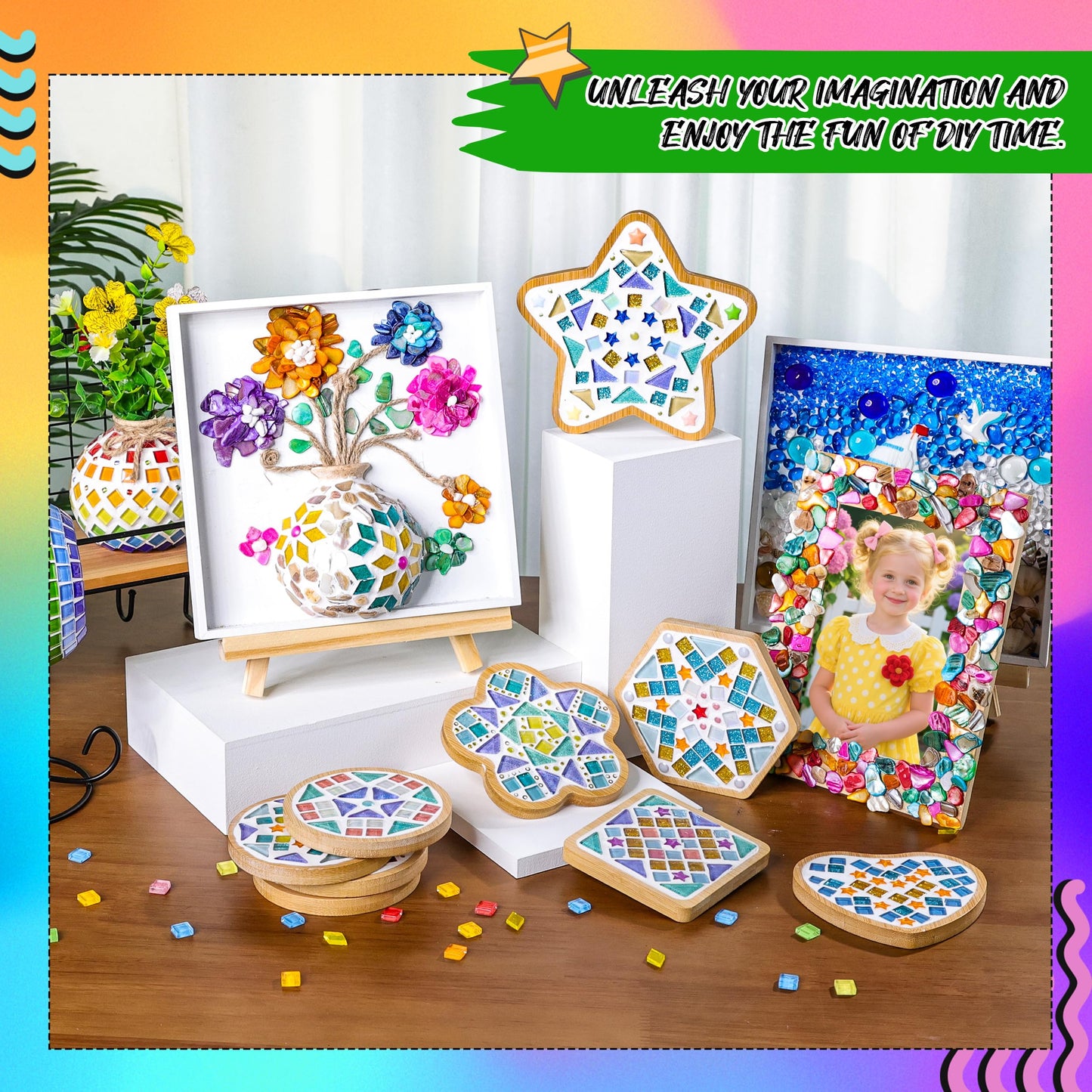 Joyclub DIY Vase Mosaic Painting Kit Mosaic Kits for Adults with Vase Flower Creativity Handmade Arts and Crafts Mosaic Making Projects Supplies Christmas Gifts Home Room Decor