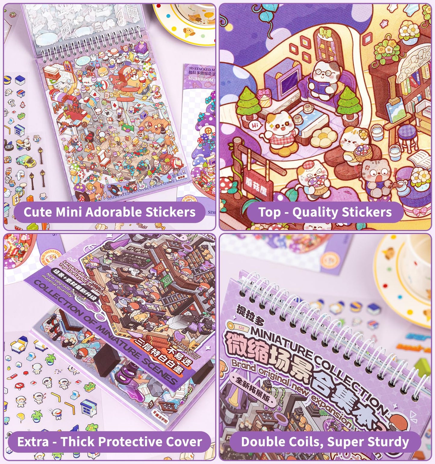 DIY 3D House Stickers, 10 Sets Fun DIY Sticker Scene Make Your Own Mini House Cute Cartoon Animal Scene Stickers for Kids Adult Sticker Art Relief Stress Pass The Time