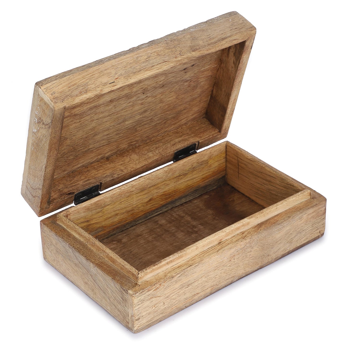 Ajuny Wooden Handmade Decorative Jewelry Storage Box Corner Flower Design Multipurpose Treasure Chest Keepsake Organizer Necklaces Bracelet Watch Boxes Gifts 8x5 Inch