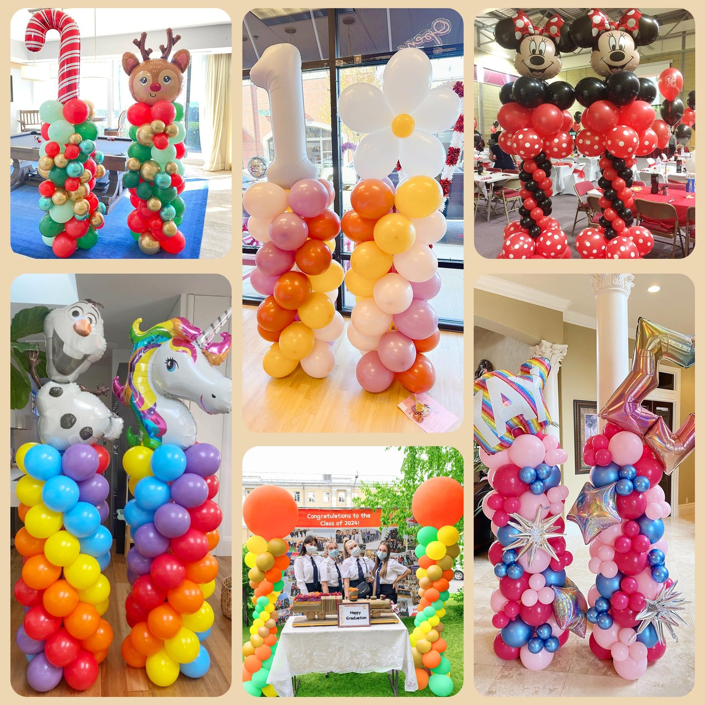Toosci Upgraded Balloon Column Stand Kit, 7 Feet Height Adjustable Balloon Tower Pillar with Reusable Metal Telescopic Design for Graduation, Wedding, Baby Shower, Birthday Party Decoration