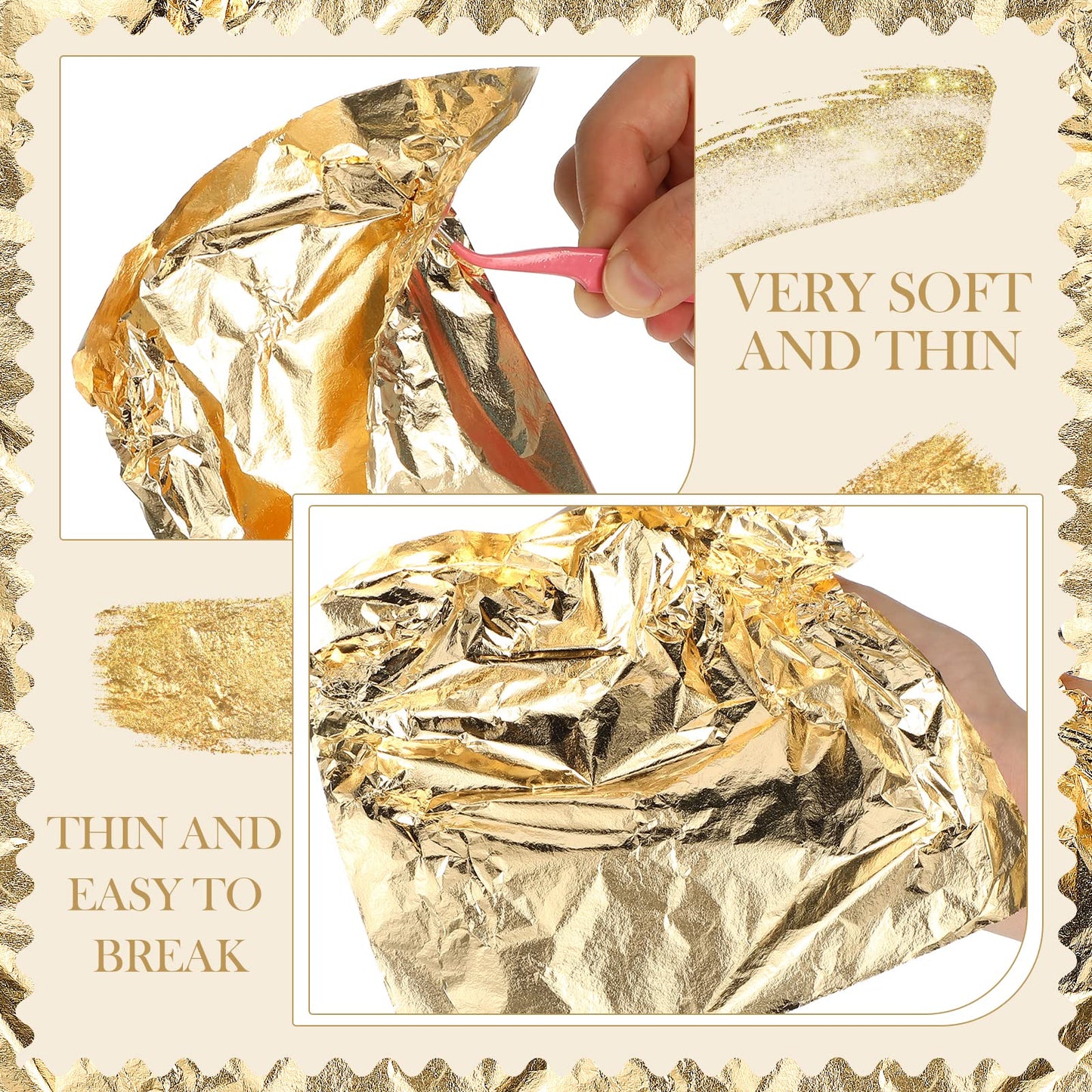 Harloon Imitation Gold Leaf for Art Imitation Gold Foil Sheets Square Foil Paper for DIY Gilding Painting Decoration Crafting Furniture, 5.51 x 5.51 Inches/ 14 x 14 cm (500 Sheets)