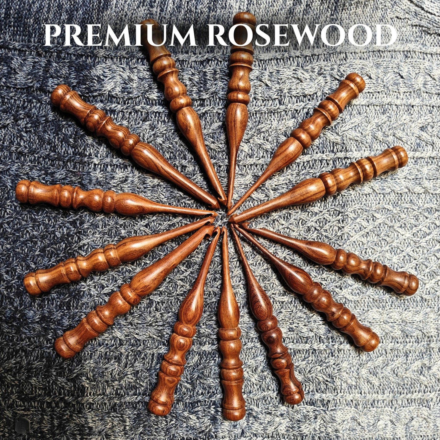Shesham Wood Crochet Hooks Set of 13 - Sizes 3.5 mm to 12 mm – Premium Wooden Hooks for Knitting and Crocheting | Natural Wood Craft Tools | Perfect Mother's Day Gift