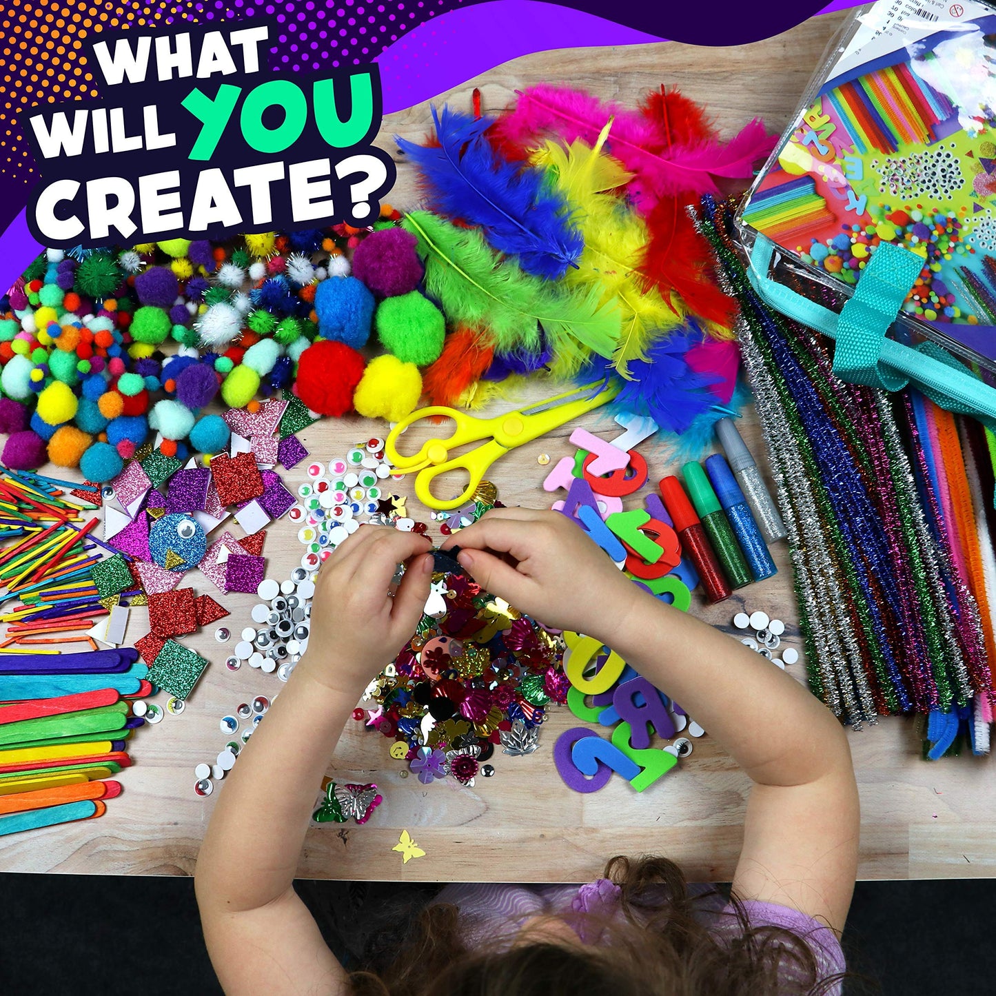 Mega Arts and Crafts Supplies Kit for kids - Boys and Girls age 4 5 6 7 8 years old - Toddler Art Set Activity Materials Bag - Great for Preschool, kindergarten, and Homeschool DIY Crafting Projects